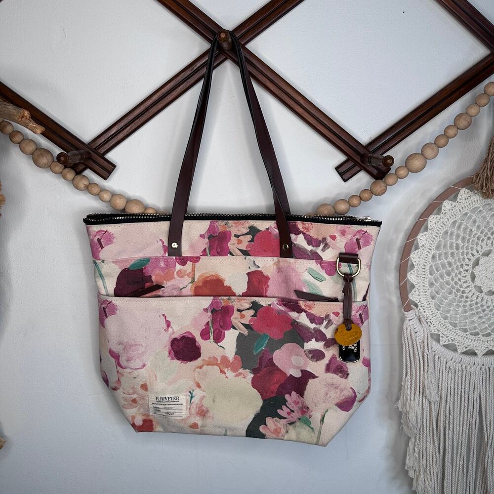 R. Riveter Ada Pink Floral Canvas Tote